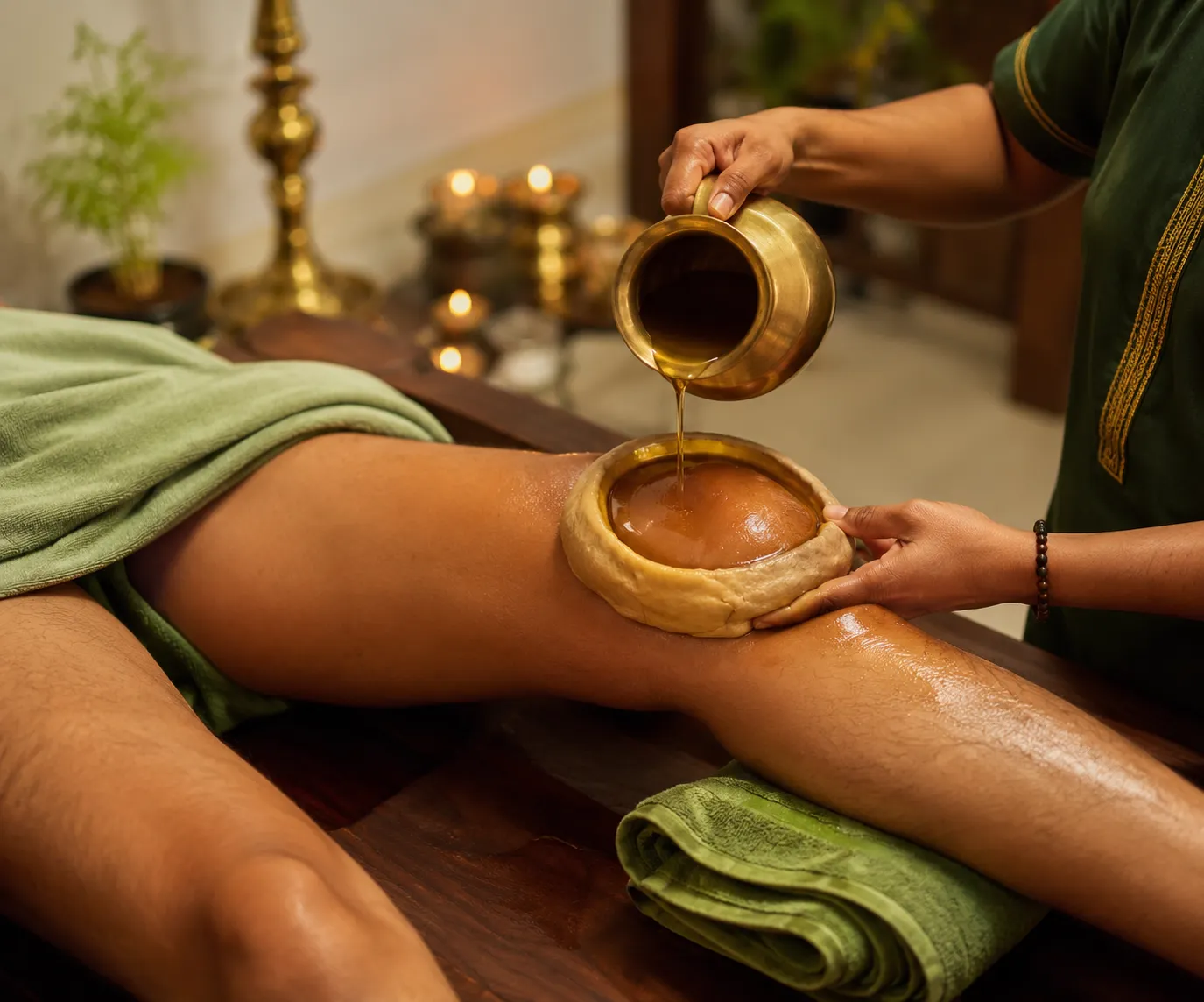 Janu Basti warm oil therapy for knee pain