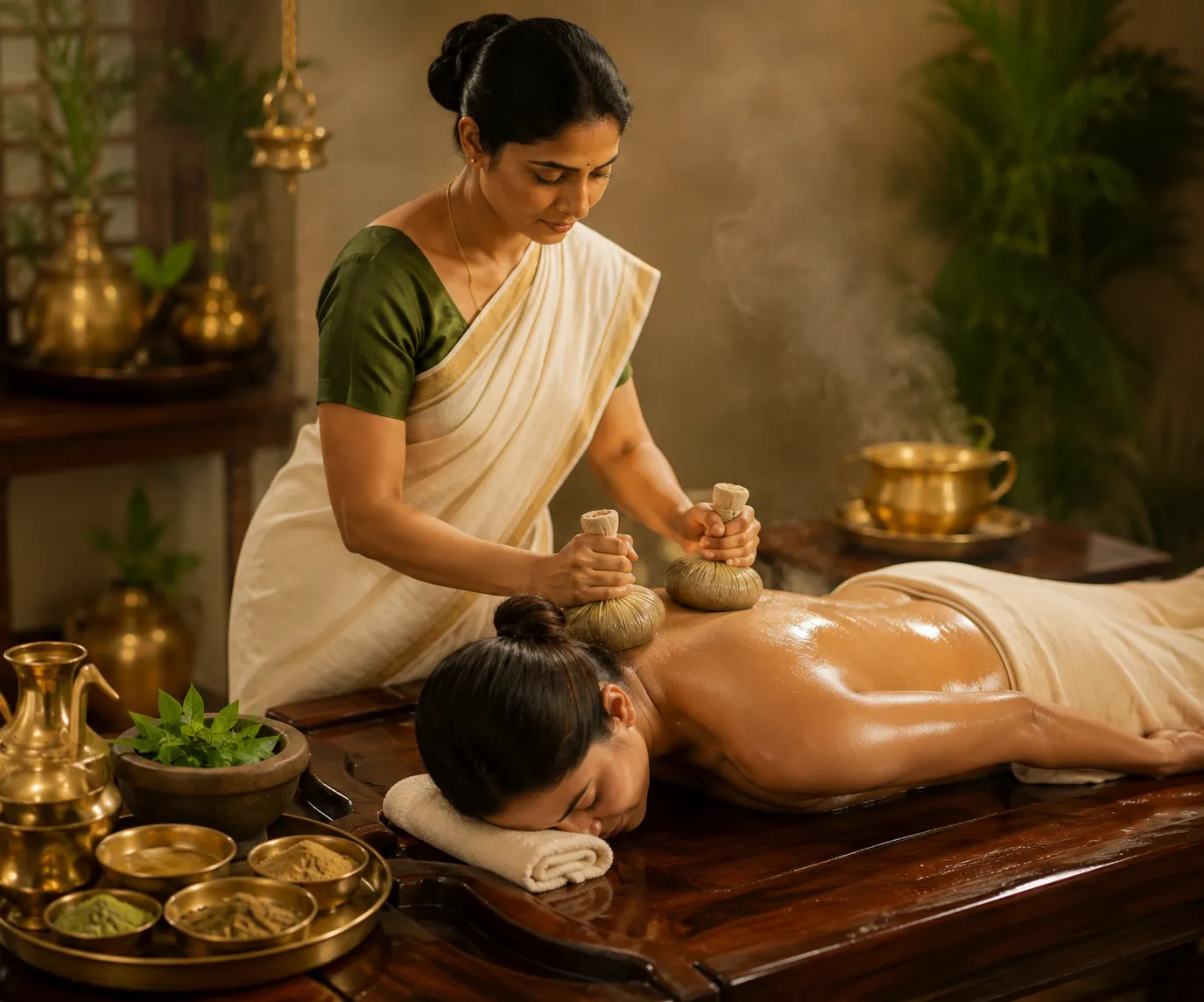 Podikizhi warm herbal powder bolus massage