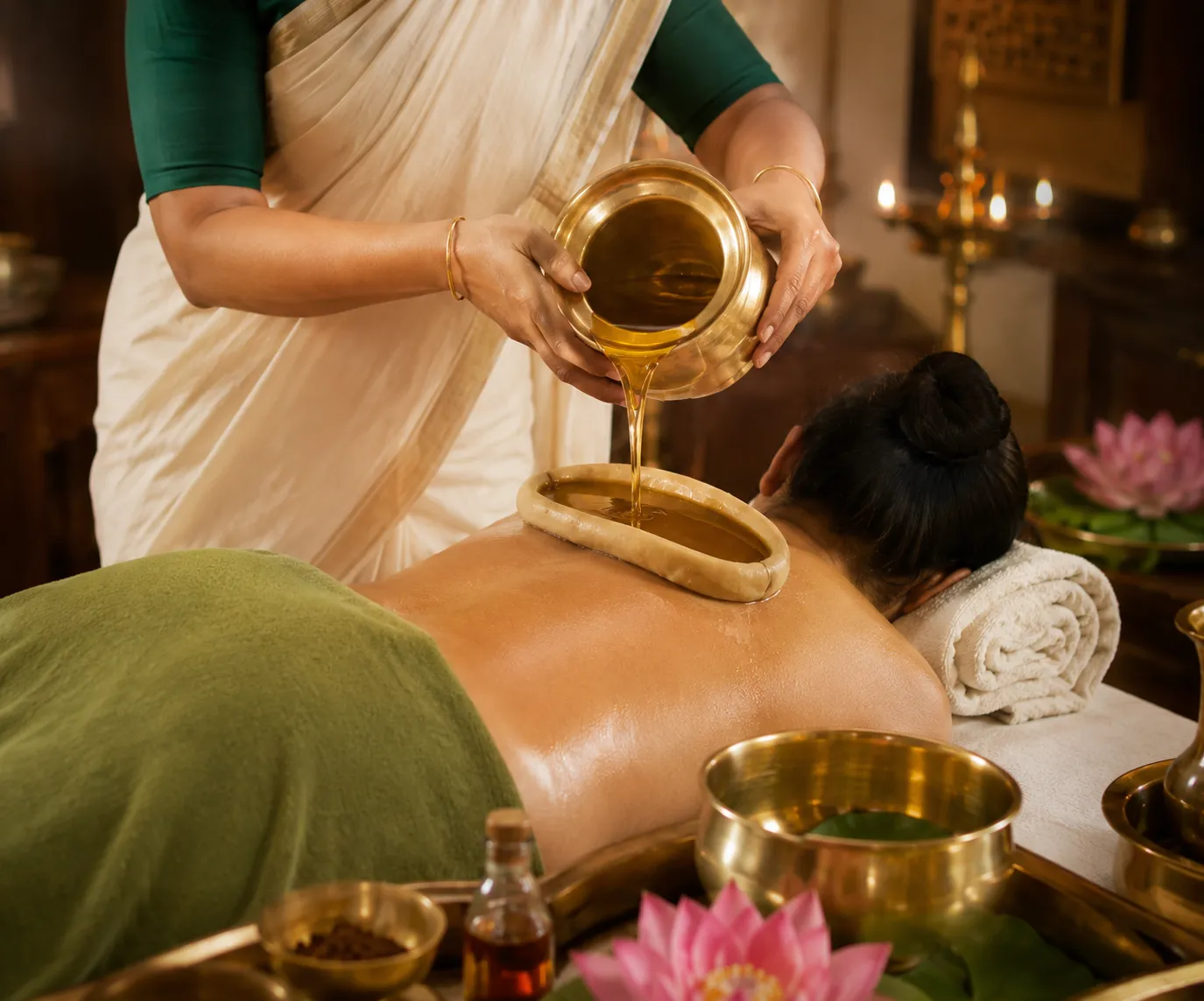 Warm medicated oil therapy for back pain